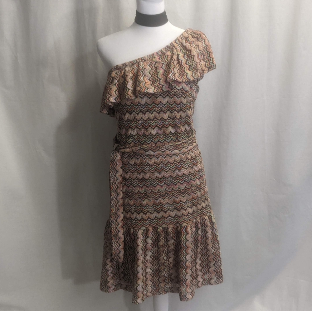 Trina Turk Size 4 One Shoulder Dress Multicolor